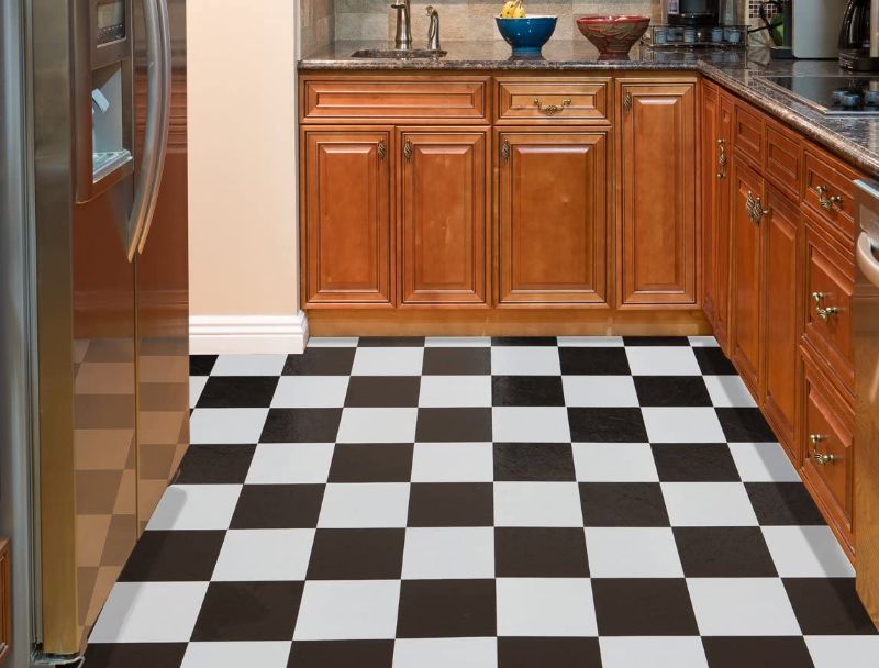 Photo 2 of Achim Sterling Self Adhesive Vinyl Floor Tile - 20 Tiles/20 sq. ft., 12 x 12, Black & White