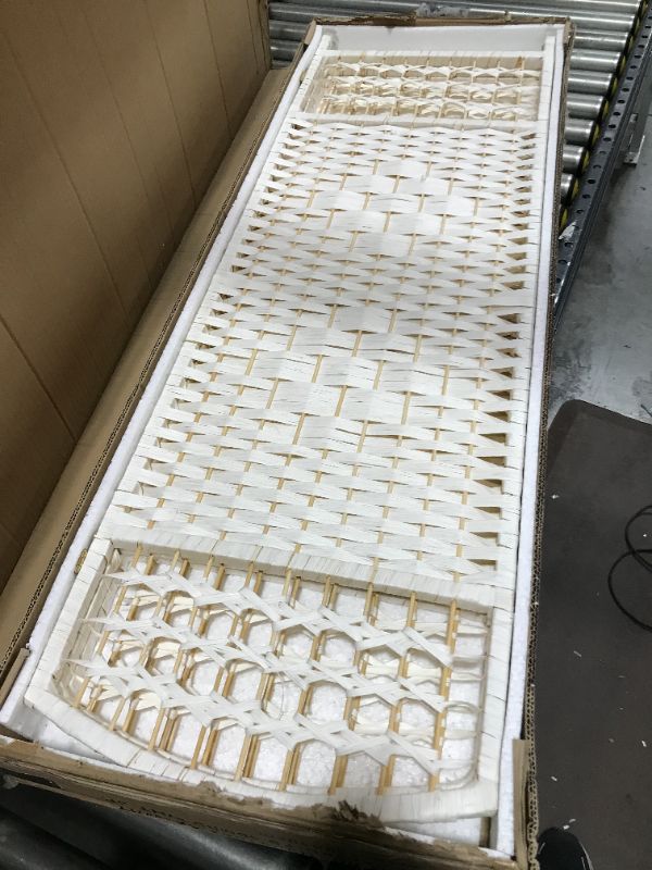 Photo 1 of 4 ft. Short Fiber Weave Folding Screen - White - 3 Panels
