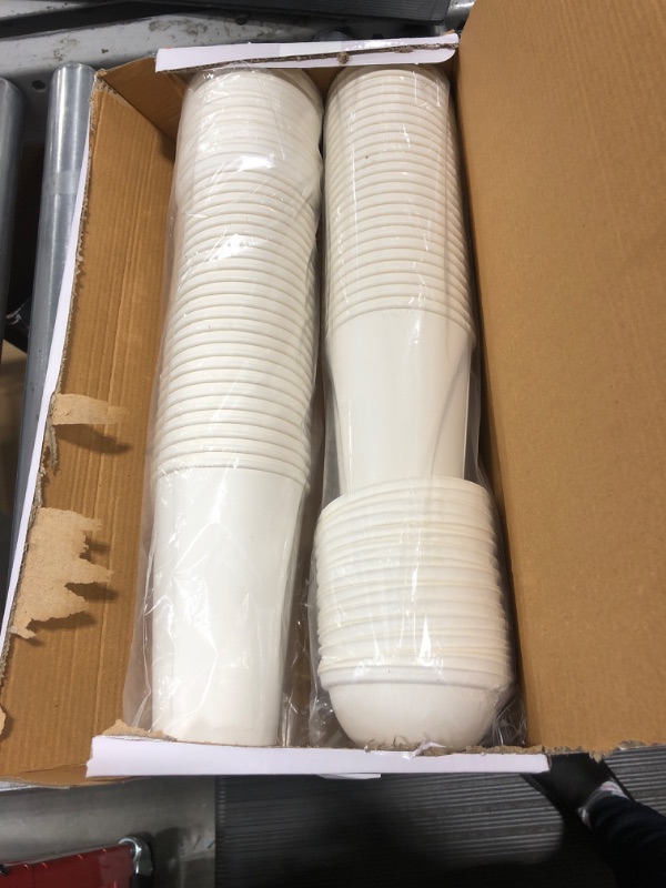 Photo 2 of 16 oz. - 50 sets] Disposable Paper Cups with Paper Dome Lids, Compostable Non-Plastic Cups Eco Friendly Recyclable Cups with Covers for Iced Coffee