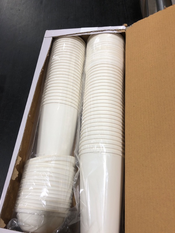 Photo 2 of [16 oz. - 50 sets] Disposable Paper Cups with Paper Dome Lids, Compostable Non-Plastic Cups Eco Friendly Recyclable Cups with Covers for Iced Coffee