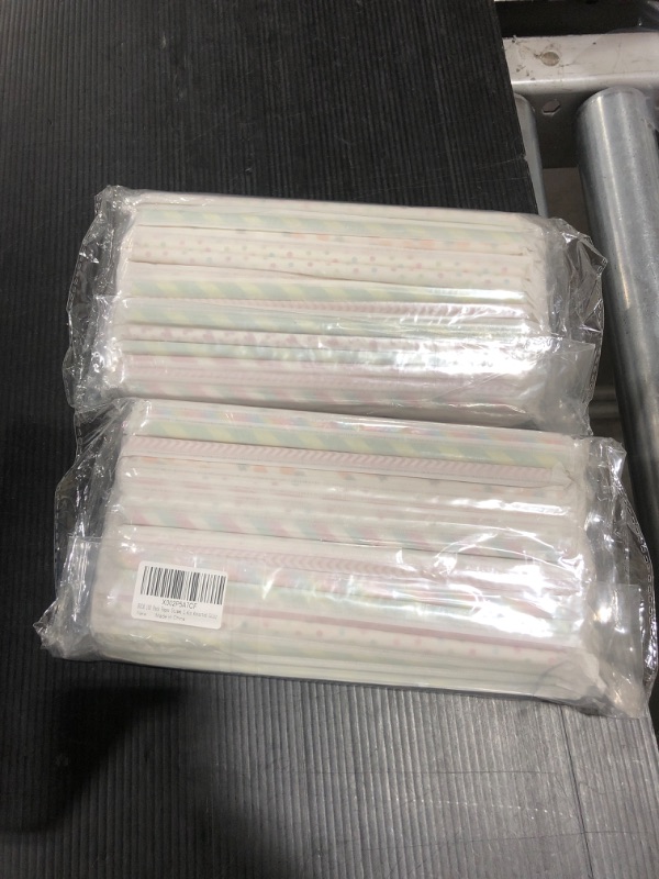 Photo 2 of 100 Pack Premium Biodegradable Paper Straws Individually Wrapped 7.75 x 2.4 inch (Assorted Color)
2 PACKS 