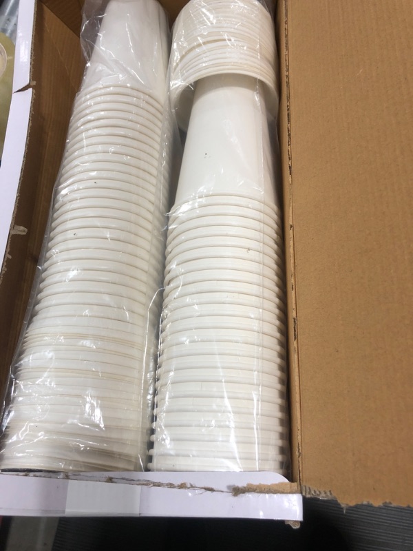 Photo 2 of [16 oz. - 50 sets] Disposable Paper Cups with Paper Dome Lids, Compostable Non-Plastic Cups Eco Friendly Recyclable Cups with Covers for Iced Coffee