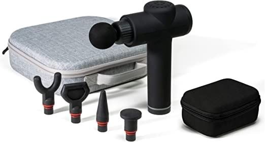 Photo 1 of SHARPER IMAGE Powerboost Deep-Tissue Professional Percussion Massager, Powerful Handheld Massage Gun, 5 Attachments & Carrying Case, Whisper Quiet Operation, 3 Speeds, Full Body Recovery & Relief
