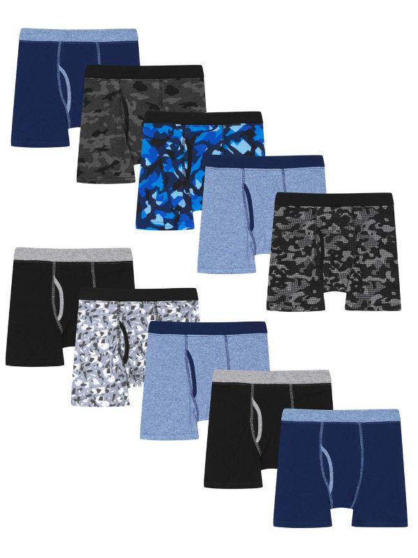 Photo 1 of Hanes Boys' Printed Boxer Briefs with ComfortSoft Waistband, 10-Pack Assorted XL
