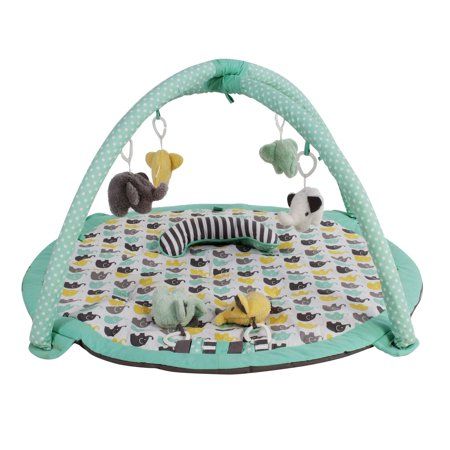 Photo 1 of Bacati - Unisex Activity Gym & Playmat Elephants Mint/Yellow/Grey with Toys
