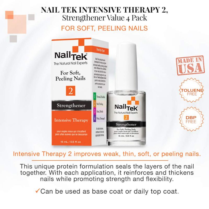 Photo 1 of Nail Tek Intensive Therapy 2, Nail Strengthener for Soft and Peeling Nails, 0.5 oz x 1-Pack
