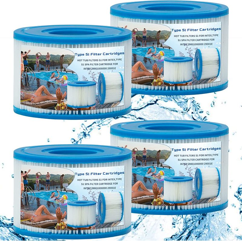 Photo 1 of TPHC Type S1 Filter Cartridges,Hot Tub Filters S1,for Intex S1 Filter for Hot Tub,for Intex S1 Spa Filters,for Intex Hot Tub Filter Replacement Cartridges (4 Pack)