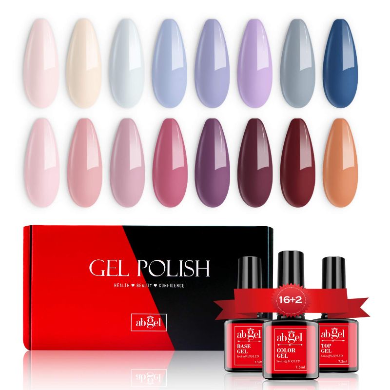 Photo 1 of Ab Gel Nail Polish Kit 18 pcs Muse Upgrade Collection Natural Nude 16 Colors Soak Off UV LED Lamp Nail Polish Set with Base Top Coat Manicure Luxury Nail Art Design Salon
