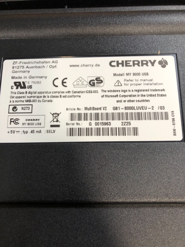 Photo 4 of Cherry G81-8000 POS Keyboard 104 Keys Magnetic Stripe Reader USB/Black