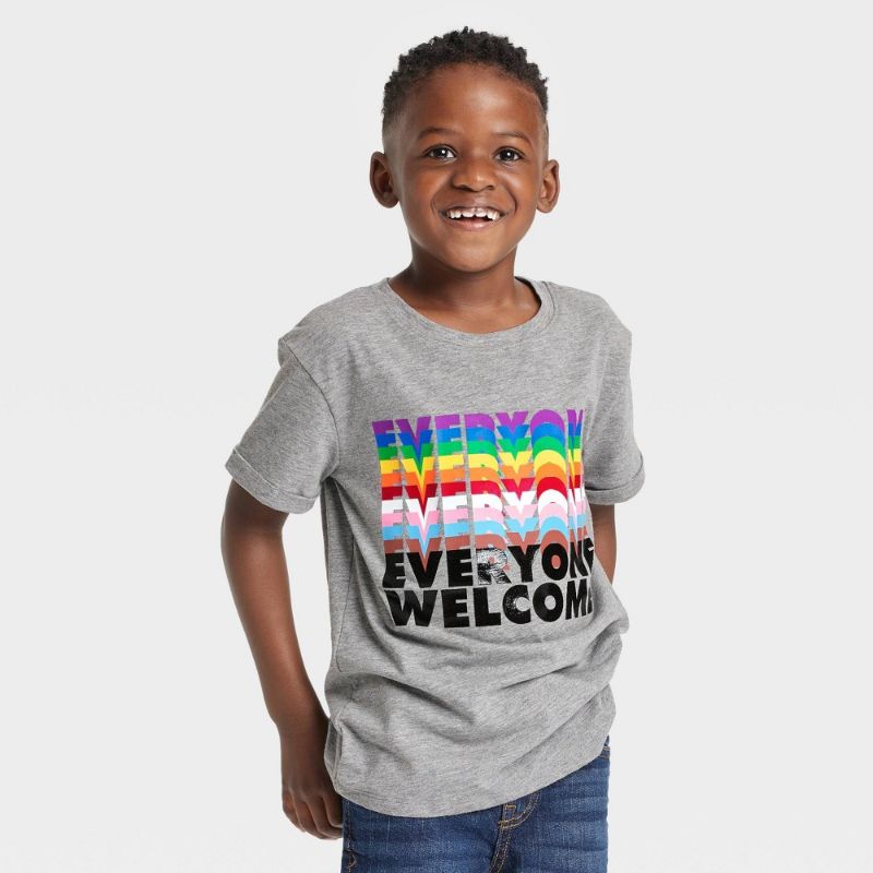 Photo 1 of SIZE XS---Pride Kids' Everyone Short Sleeve Round Neck T-Shirt - Heather Gray
