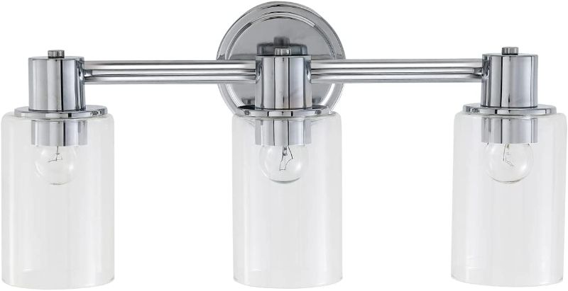 Photo 1 of ALAISLYC W115G3 3-Light Vanity Lights for Bathroom Fixture, 19" L, Chrome ,Clear Glass Shade (3-Light)
