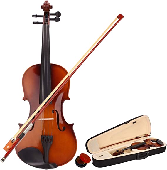 Photo 1 of 4/4 Acoustic Violin Set, Handmade Student Acoustic Violin Beginner Pack ith Carrying Case,Bow and Rosin (Natural)
