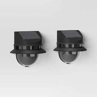 Photo 1 of 2pk Double Hooded Solar Wall Lights Black - Threshold™

