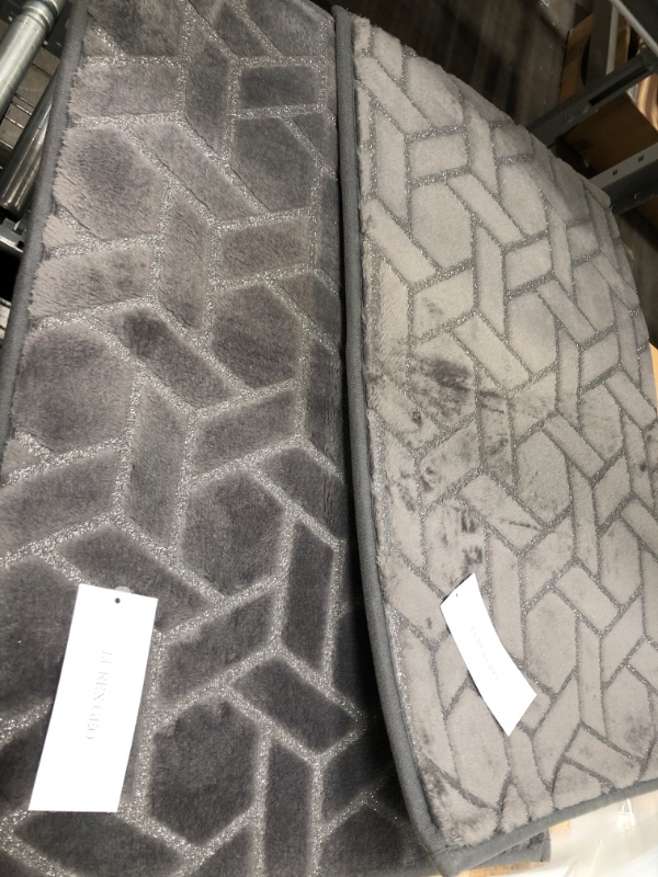 Photo 1 of 2-PACK **WOVEN RUG  LUREX GEO GREY 16X24"