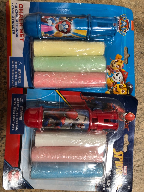 Photo 1 of 10 Paw Patrol and Spiderman Chalk sets with 3 chalk sticks 