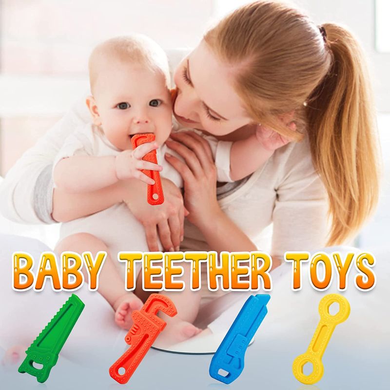 Photo 1 of Baby Teething Toys for Babies 3-6 Months, Baby Toys 3-6 Months, Silicone Teething Toys for Babies 6-12 Months, 4 PCS Baby Teethers for Babies 3-6 Months, Baby Chew Toy, Soothe Sore Gums for Infants
