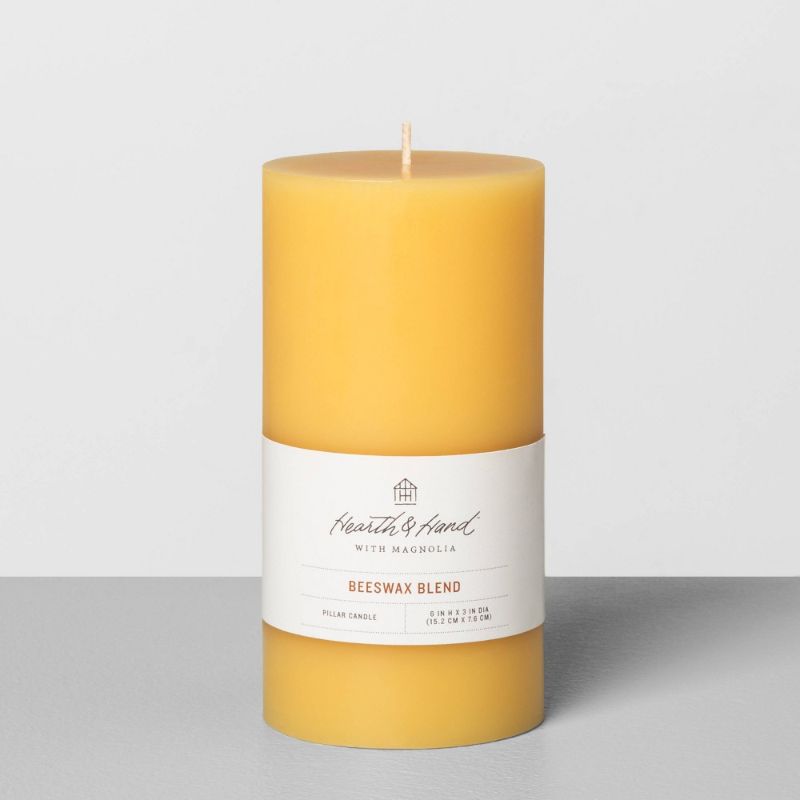 Photo 1 of 3" X 6" Beeswax Blend Pillar Candle - Hearth & Hand™ with Magnolia
