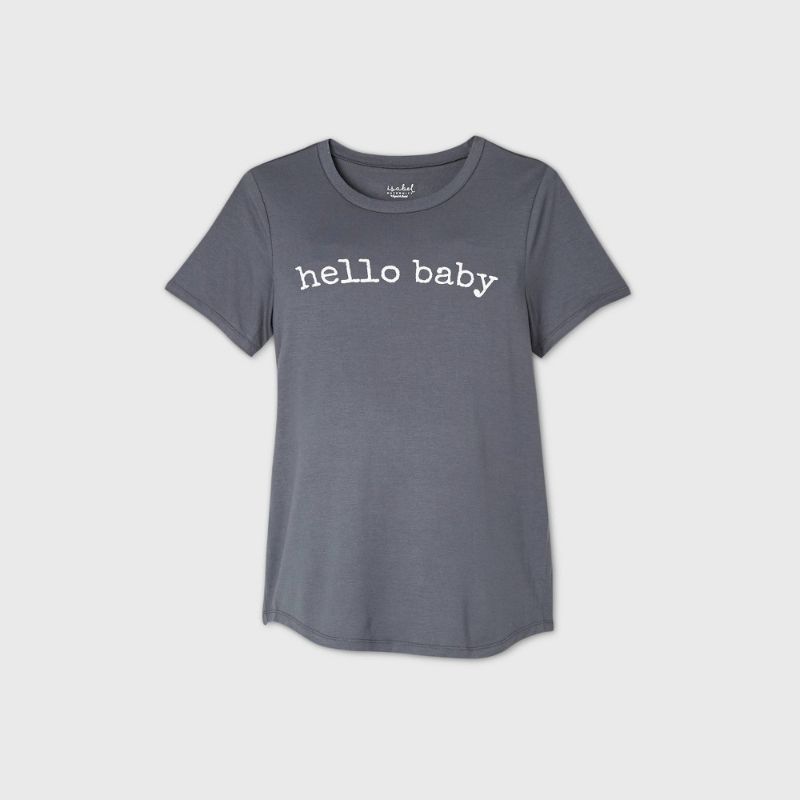 Photo 1 of "Hello Baby" Short Sleeve Graphic Aternity T-Shirt - Isabel Aternity by Ingrid & Isabel™ Size M
