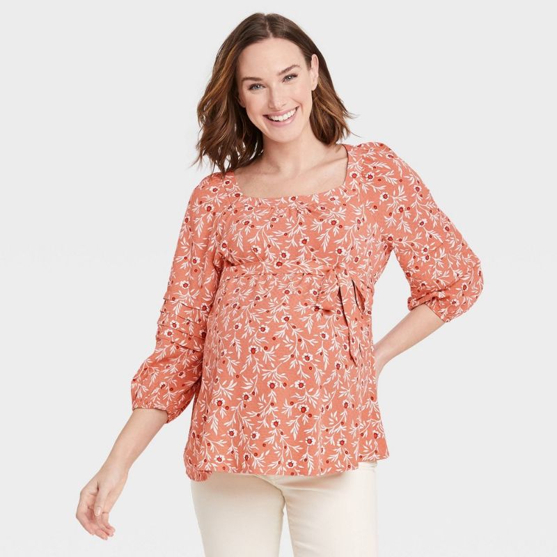 Photo 1 of 3/4 Seeve Maternity Top - Isabe Maternity Peach Orange Size XS
