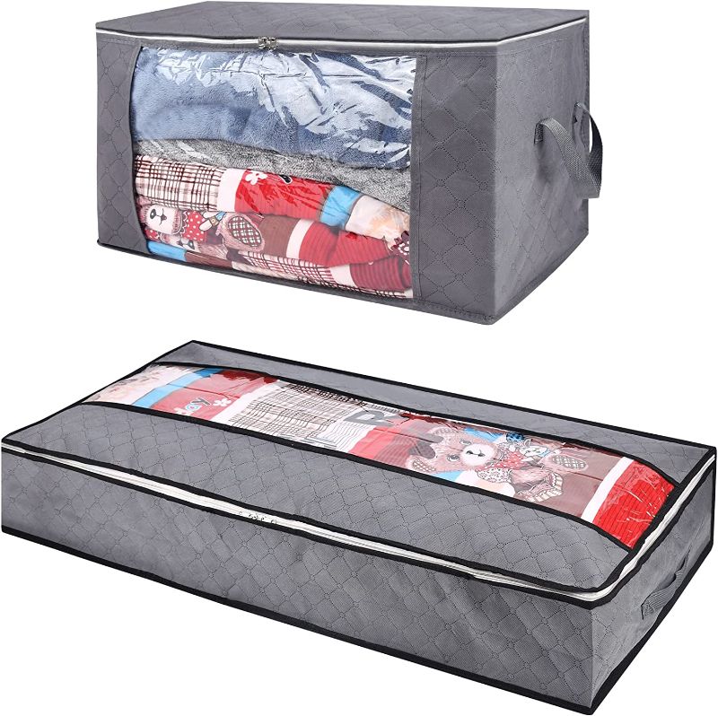 Photo 1 of  Under Bed Storage Bags and Clothing Organizer, with Reinforced Handles and Clear Window &  Clear Vinyl Disposable Gloves M, Latex Free, Powder Free, Exam/Medical Gloves, for Food Prep, Cooking, Cleaning, 3 Mil, Box of 50