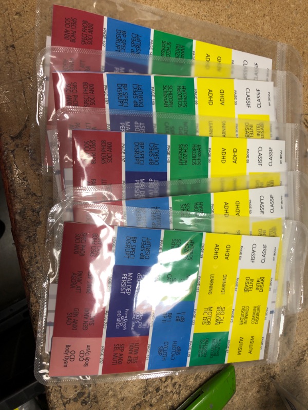 Photo 2 of 5 PACK Index Tabs for DSM-5, Color-Coded DSM-5 Tabs, Laminated for Protection, 80 Tab in Total, 11 Blank Tabs, with Alignment Guide and Bookmark, Easy to Apply and Remove