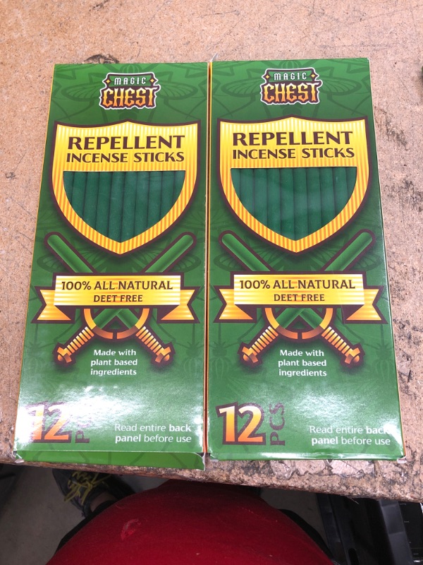 Photo 2 of 2 PACK Magic Chest Mosquito Repellent Outdoor Incense Sticks | Mosquito Repellent for Patio, Backyard, Camping | Natural and DEET Free | Travel Size with Plant Oils | 12 Sticks per Box