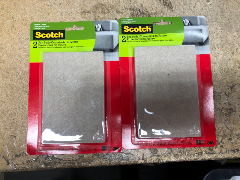 Photo 2 of (2) Scotch Rectangle Felt Pads SP800-NA, Beige, 4 in x 6 in, 2/pk
