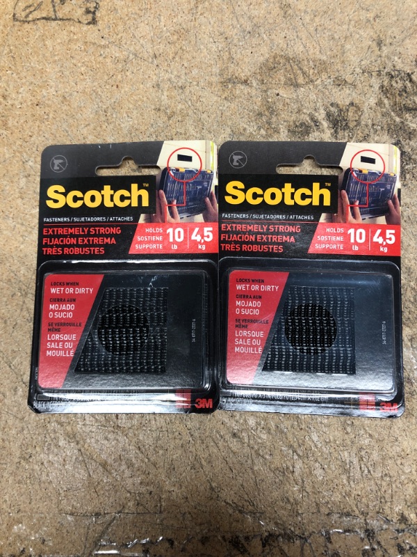 Photo 2 of (2) 3M Scotch Recloseable Fasteners, 1" x 3", Black - 2 pack