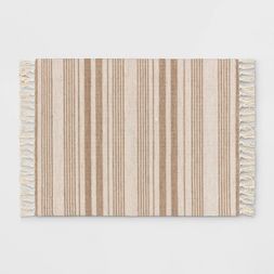 Photo 1 of 2'x3' Striped Tapestry with Fringes Woven Indoor/Outdoor Rug - Threshold™

