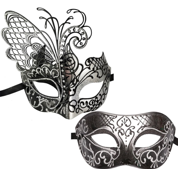 Photo 1 of XVEVINA Couples Pair Mardi Gras Venetian Masquerade Masks Set Party Costume Accessory