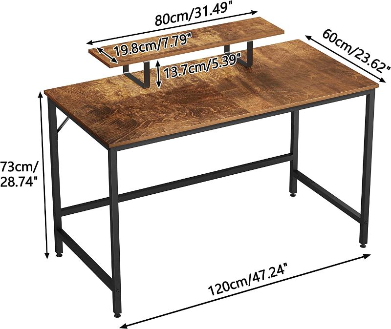 Photo 1 of HOMEYFINE Computer Desk,Laptop Table with Storage for Controller,47 Inches,Wood and Metal,Study Table for Home Office(Vintage Oak Finish)
