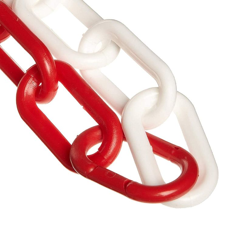 Photo 1 of **20 Feet**Mr. Chain - 50035-100 -50035 Plastic Barrier Chain, 2" Diameter, 100' Length, Red/White
