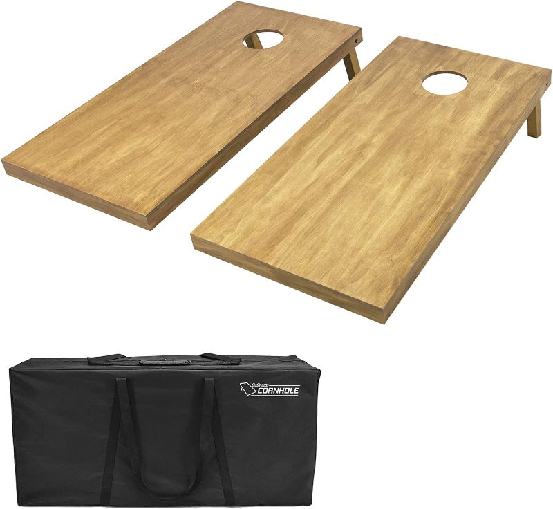 Photo 1 of GoSports 4'x2' Regulation Size Wooden Cornhole Boards Set | Includes Carrying Case and Bean Bags (Choose Your Colors) Over 100 Color Combinations
