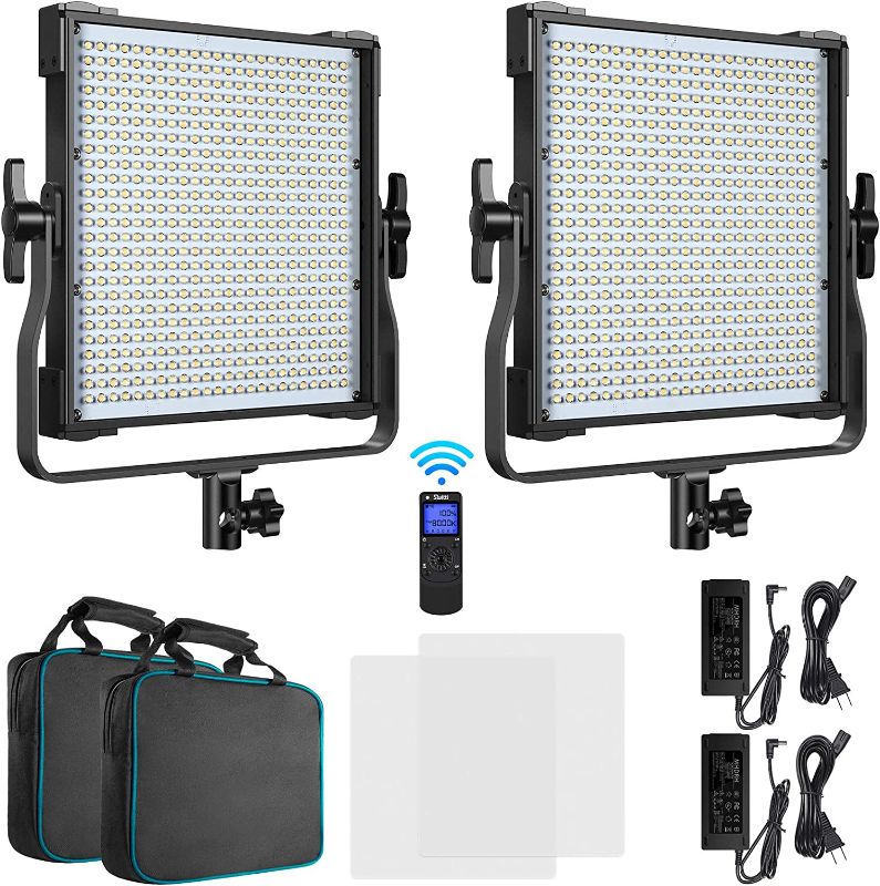 Photo 1 of LED Video Light, Dimmable Bi-Color Photography Lights, 2-Pack Panel Light for Studio Portrait Product Photography YouTube Video Recording Outdoor Shooting|45W, 600pcs LEDs,3000K-8000K/CRI96+
