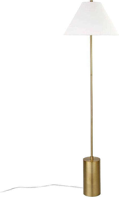 Photo 1 of Somerset 64" Tall Floor Lamp with Fabric Shade in Brass/White
