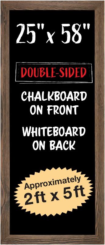 Photo 1 of Excello Global Products Extra Large Gigantic Chalkboard Sign: 58"x25" Hanging Chalk Sign for Kitchen Wall Decor, Restaurant Menu Board/Hangs in Both Directions/Reversible with Dry Erase Board on Back
