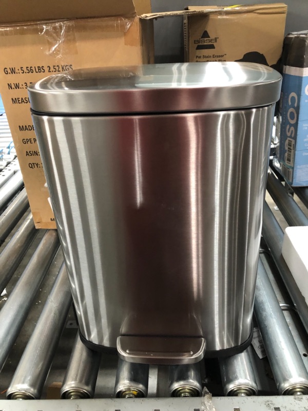 Photo 1 of Amazon Basics 12 Liter / 3.1 Gallon Soft-Close Trash Can with Foot Pedal - Stainless Steel