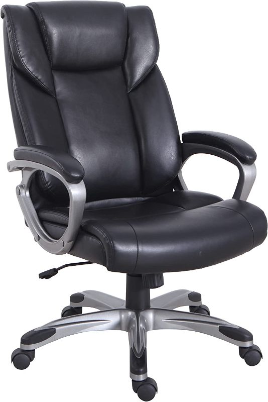 Photo 3 of Amazon Basics High-Back Bonded Leather Executive Office Computer Desk Chair - Black (6ft)
