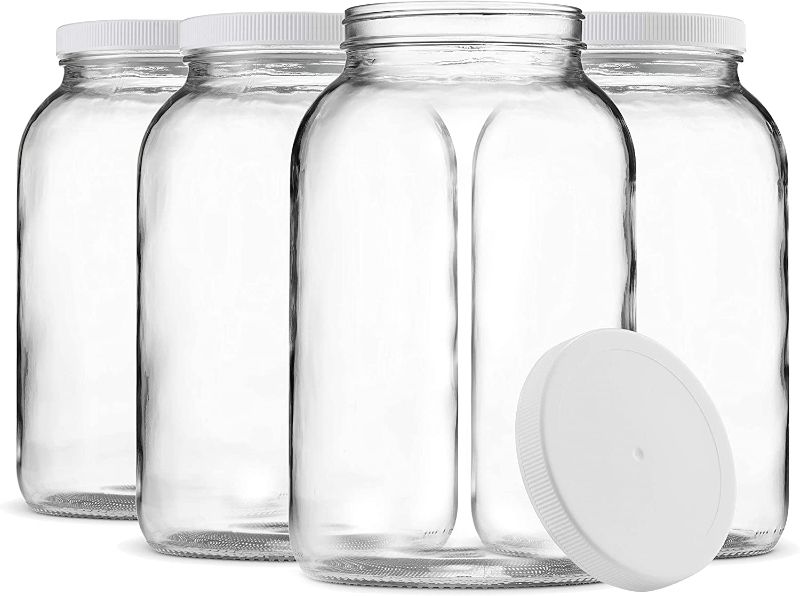 Photo 2 of 1-Gallon Glass Jar Wide Mouth with Airtight Plastic Lid ( 3 pack )
