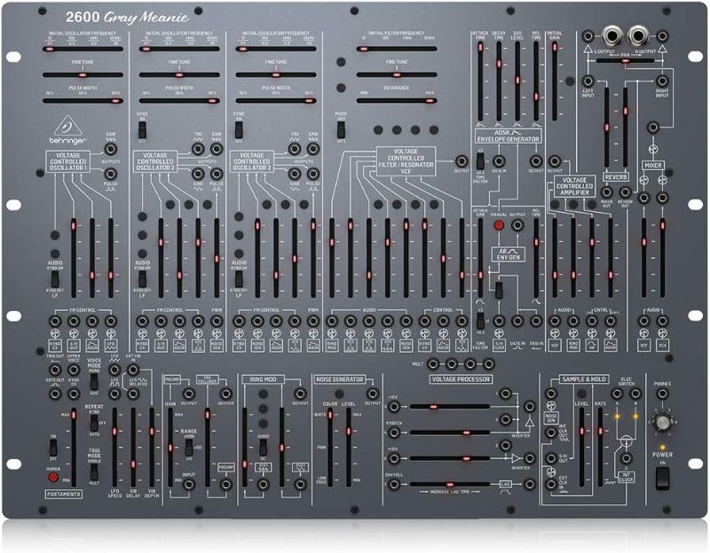 Photo 1 of Behringer 2600 GRAY MEANIE Special Edition Semi-Modular Analog Synthesizer with 3 VCOs, Multi-Mode VCF and Spring Reverb in 8U Rack-Mount Format
