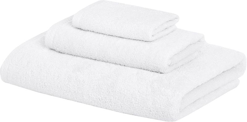 Photo 1 of Amazon Basics Quick-Dry Towels - 100% Cotton, 3-Piece Set, White
