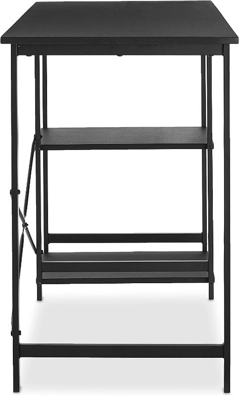 Photo 2 of Amazon Basics Classic Home Office Computer Desk With Shelves - 29.5 x 19.6 x 35.5 Inches, Black
