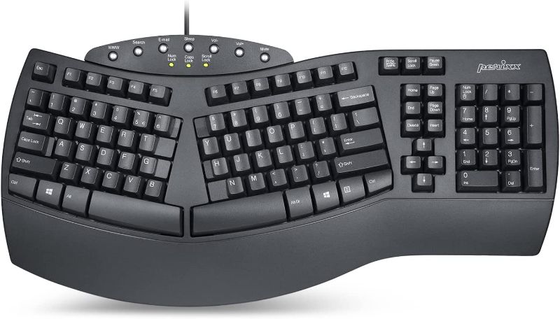 Photo 1 of Perixx Periboard-512 Ergonomic Split Keyboard - Natural Ergonomic Design - Black - Bulky Size 19.09"x9.29"x1.73", US English Layout
(5)