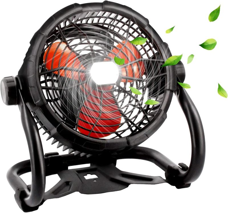 Photo 1 of Rechargeable Fan Outdoor Floor Fan, Portable High Velocity Fan with Led Light, USB Type C Port, 3 Speeds, Cordless Industrial Fan with Metal Blade for Garage/Patios/Gym/Camping(8 Inch)
