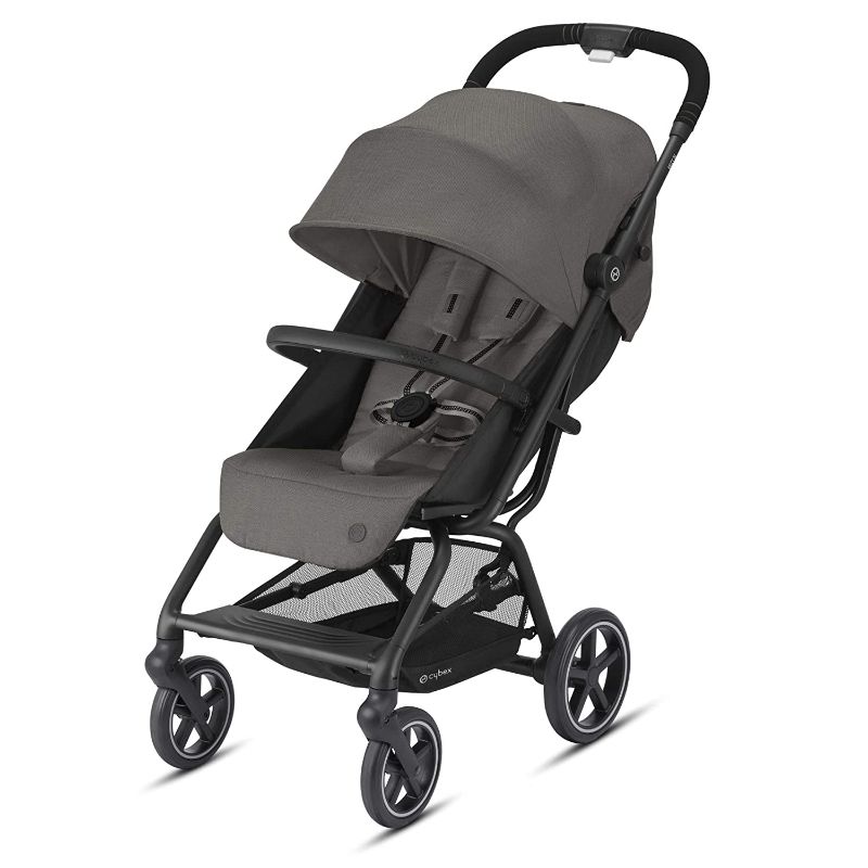 Photo 1 of CYBEX Eezy S + 2 Stroller, Lightweight Travel Stroller, Compatible with All CYBEX Infant Car Seats, Compact Fold, Stands for Storage, All-Terrain Wheels, Baby Stroller for 6 Months+, Soho Grey