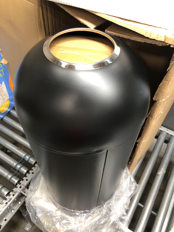 Photo 3 of Safco Open-Top Dome Receptacle Round Steel 15gal Black 9639BL