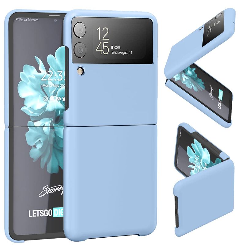 Photo 1 of SunStory Compatible with Samsung Galaxy Z Flip 3 Clear Case,Galaxy Z Flip 3 2021 Case [Slim Thin] Crystal Hard PC and Soft TPU Bumper Shockproof Anti-Scratch Transparent (Blue)
