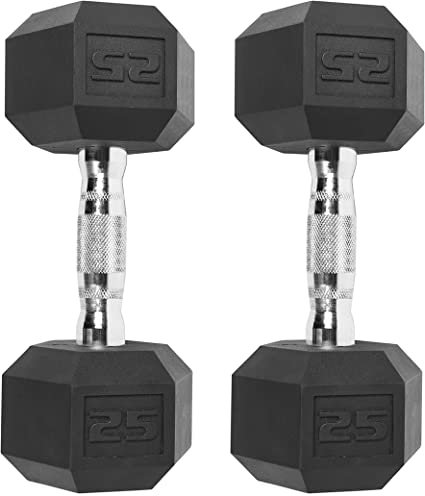 Photo 1 of CAP 50lb Coated Hex Dumbbells, 25x2, Part of 150lb Set
