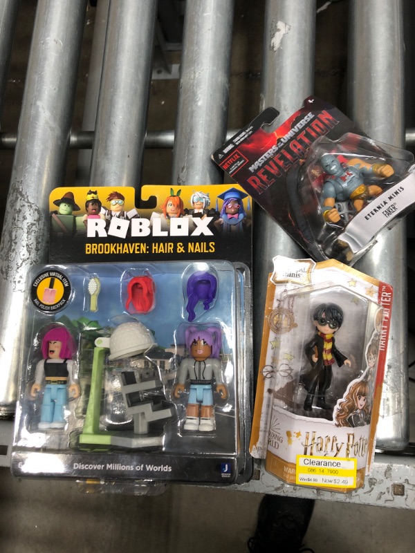 Photo 1 of **BUNDLE OF 3**
--Roblox Celebrity - Game Packs (Brookhaven: Hair & Nails) W9
--Masters of the Universe Eternia Minis Faker Mini Figure
--Wizarding World Harry Potter Magical Minis Collectible 3-inch Harry Potter Figure 