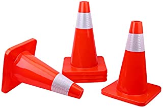 Photo 1 of [ 12 Pack ] 18" Traffic Cones Plastic Road Cone PVC Safety Road Parking Cones Construction Cones Weighted Hazard Cones Orange Safety Cones Field Marker Cones Parking Barrier Traffic Cones (12)
